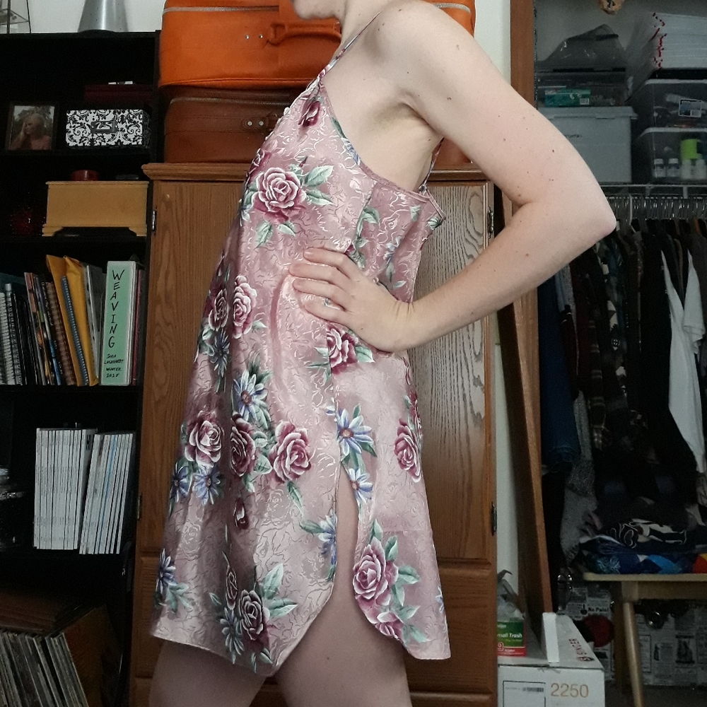 80s California Miss Floral Slip Dress Lingerie - Picture 8 of 8